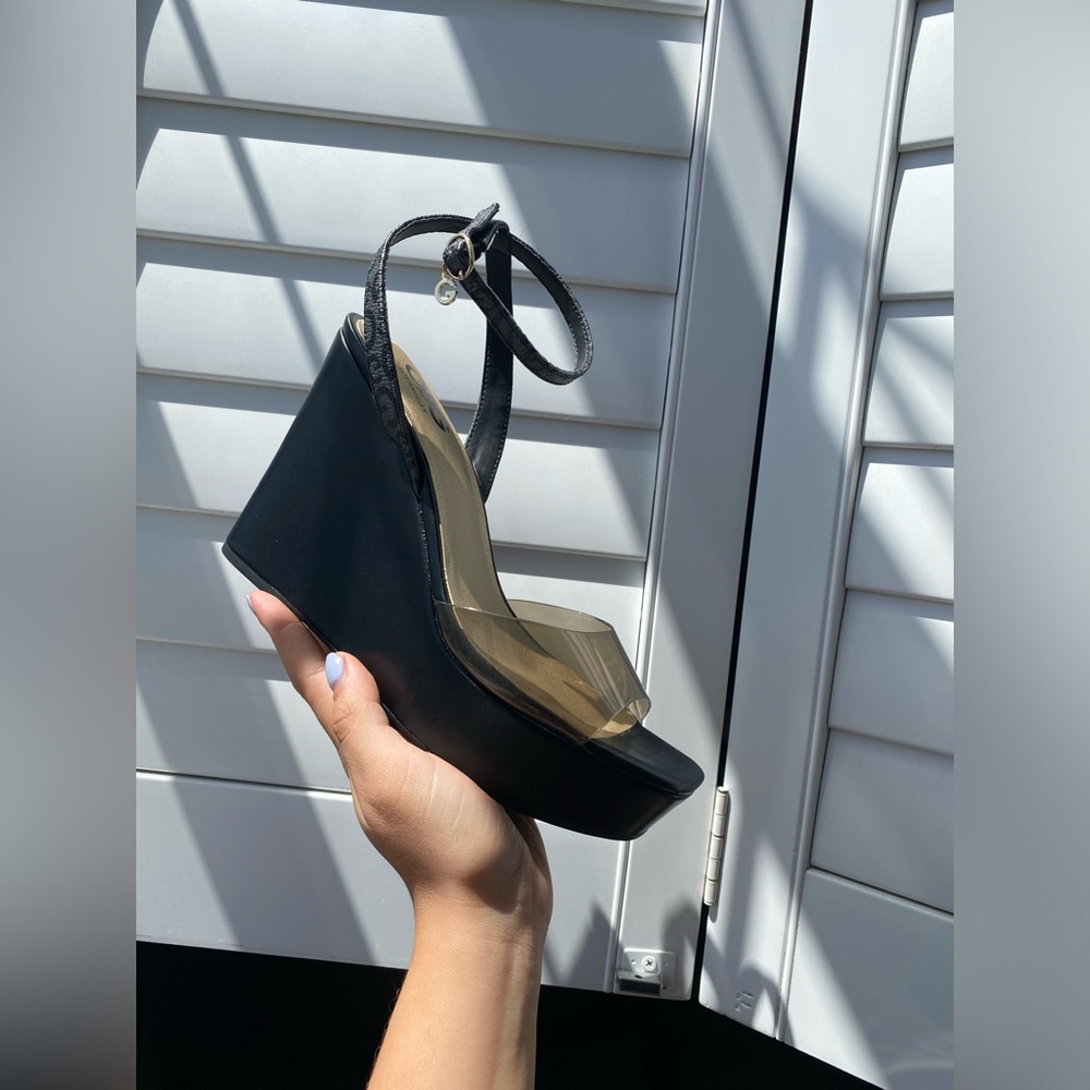 Black Guess wedge sandals